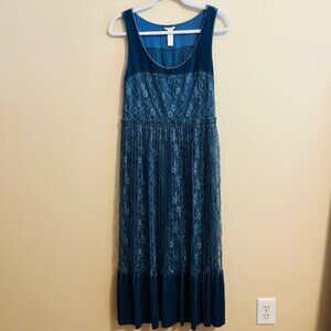 Sundance lace and velvet midi dress